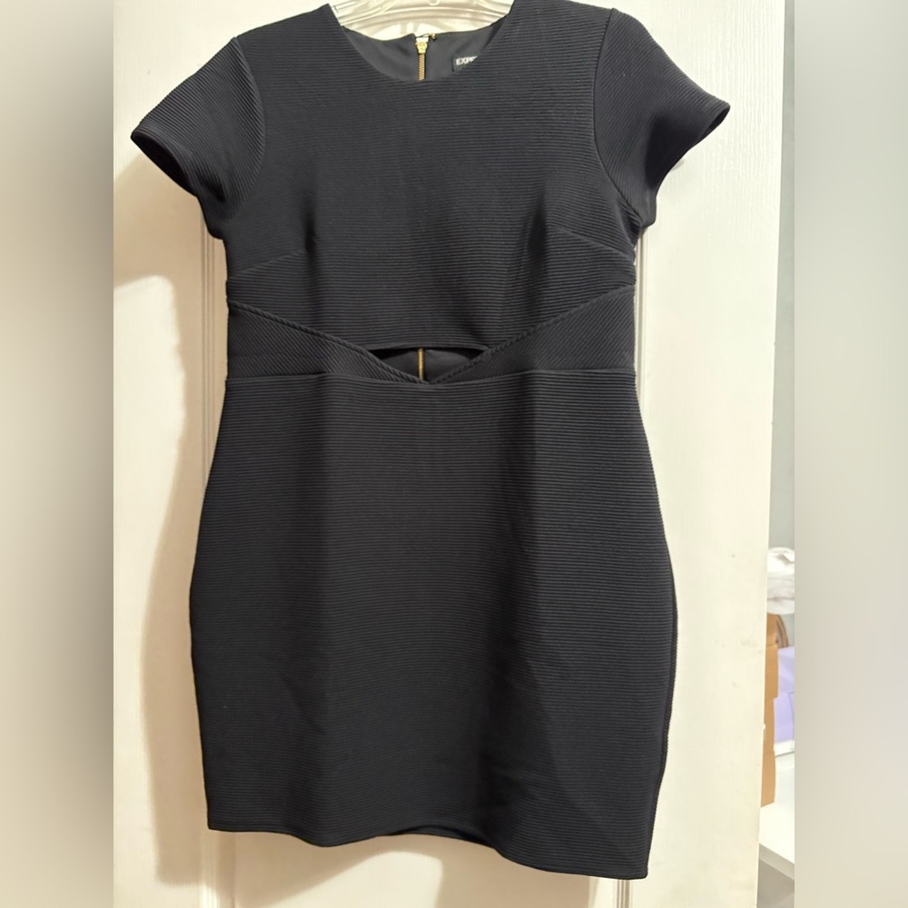 Express Black Textured Mini Dress